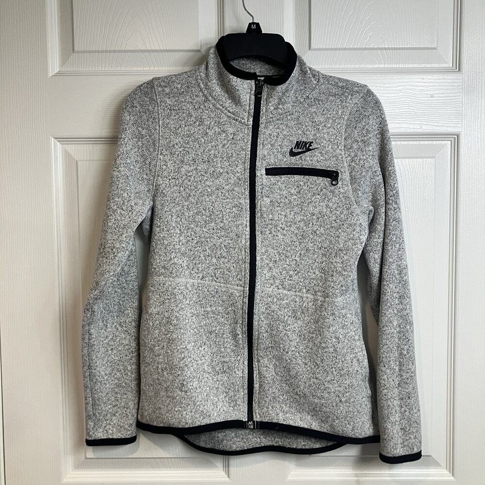 Nike Summit Knit Fleece Full Zip Jacket Heather Gray Womens Size S
